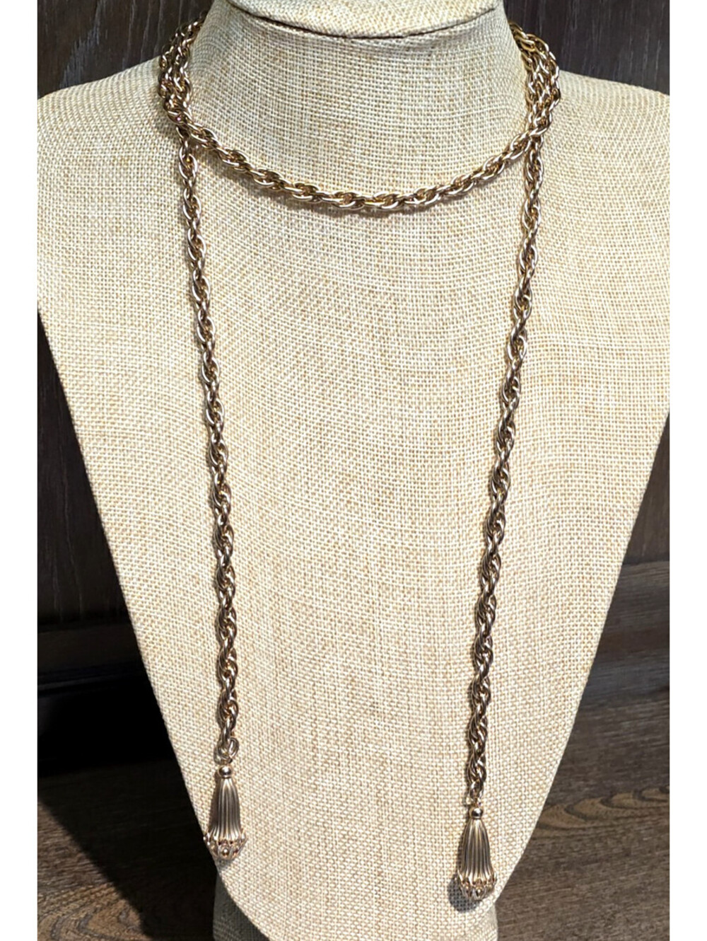 Vintage Lariat Tie Style Thick Rope Necklace